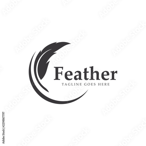 feather symbol icon design.black feather minimalist logo icon
