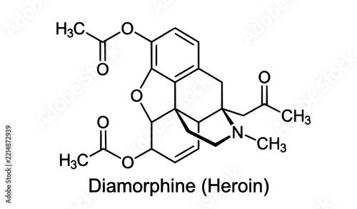 Diamorphine Skeletal Chemical Molecule – Scientific Vector