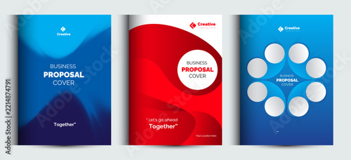 Creative business proposal document cover templates featuring circular design elements and gradients