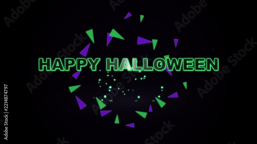 Happy Halloween Green Neon Sign Motion Background Animation