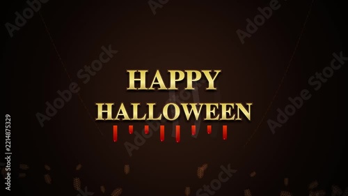 Happy Halloween spooky text animation with bloody glowing letters on dark background