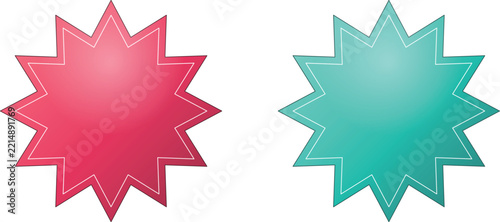 Colorful starburst banner vector graphic design elements featuring vibrant pink and cyan hues