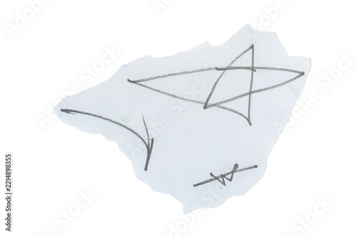 Torn paper with star and symbols on transparent background