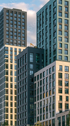 Urban Skyscrapers: Modern architecture, cityscape buildings, urban landscape, high-rise structures, city skyline.