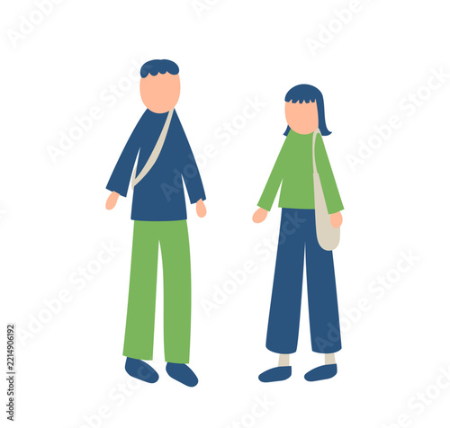 お出かけする男女のイラスト