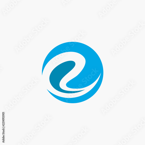letter E shape abstract circle logo element for technology vector icon symbol.