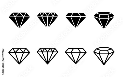 Diamond icon set vector. diamond gems sign and symbol