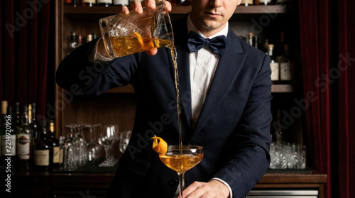 Bartender Pouring Classic Orange Cocktail