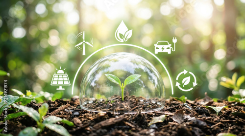 Protected Seedling with Sustainable Eco Icons