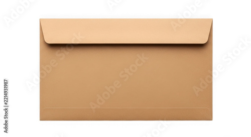 Brown envelope with flap closed isolated on transparent background