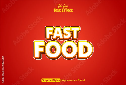 Editable fast food text effect with a red background.