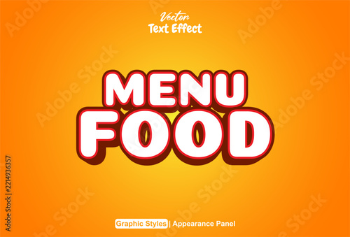Editable food menu text effect with an orange background.