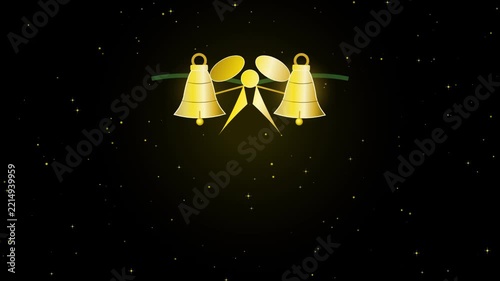 Golden Bells chiming softly against a dark sparkling background symbolizing holiday cheer and festive celebrations