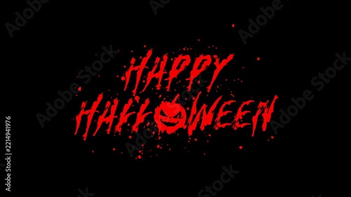 Happy halloween in red text lettering on a transparent background. Suitable for Halloween banners, social media posts, invitations, and greeting cards. Alpha channel 4K