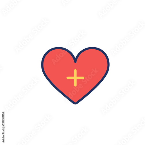 Red heart with yellow plus sign icon
