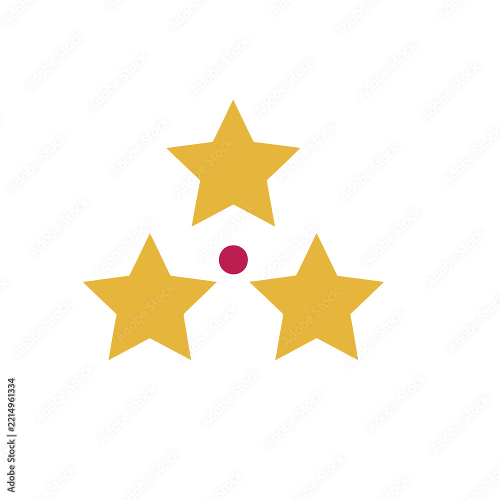 Fototapeta premium Three yellow stars and a red dot