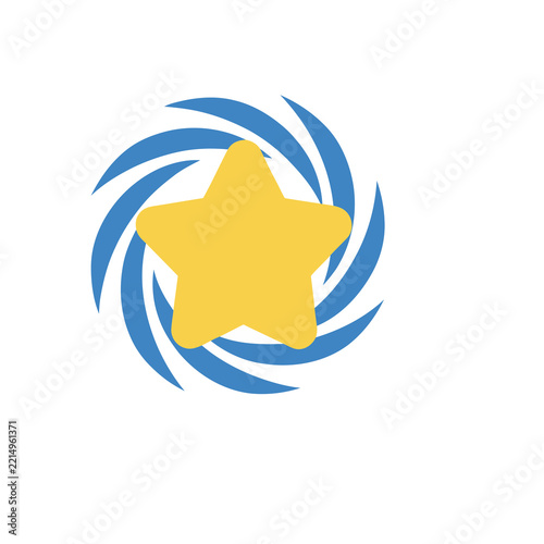 Yellow star in blue swirl