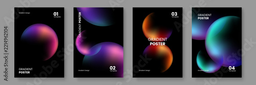 Creative abstract poster template featuring glowing colorful spheres on a black backdrop for modern covers