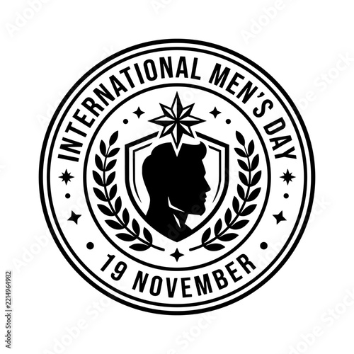 International Mens Day 19 November Vector Emblem Stamp Logo Design