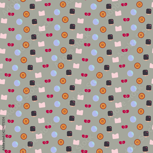 Seamless pattern of stylized objects