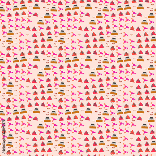 Seamless pattern of stylized objects and shapes