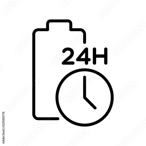 24 Hour Battery Life Icon on White Background