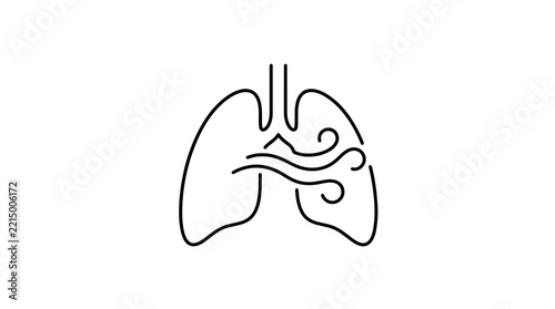 Fotografie Human lung breathing health icon isolated on transparent background