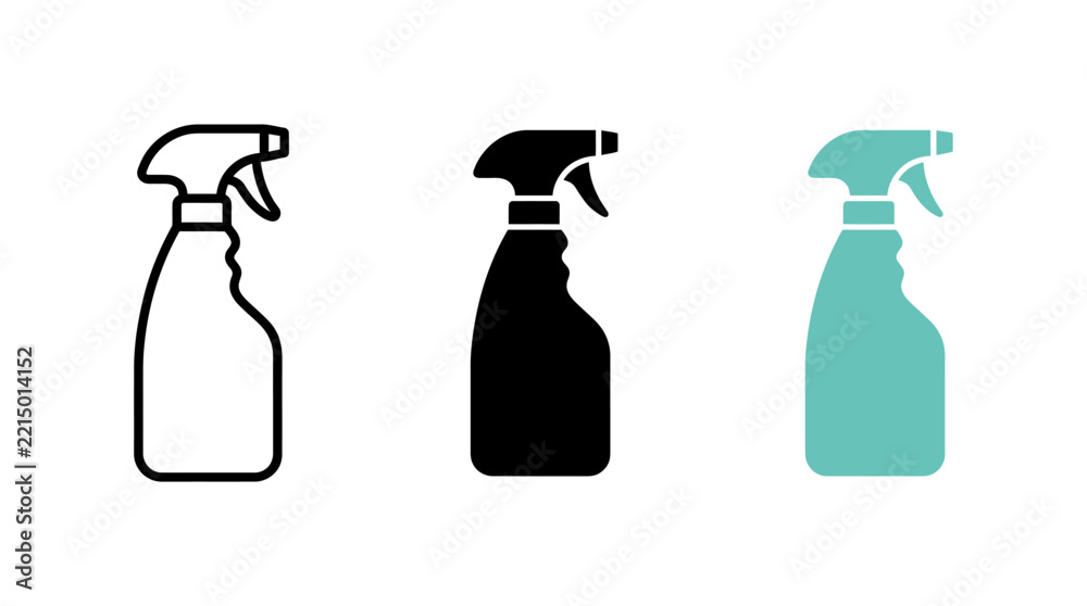 Fototapeta premium Spray bottle cleaner hygiene disinfectant icon set