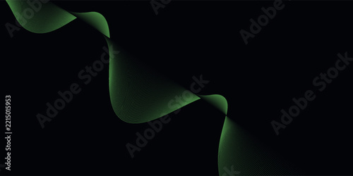 Dark Background with Smooth Green Curve Line Pattern for Futuristic, Elegant, and Tech-Inspired Design