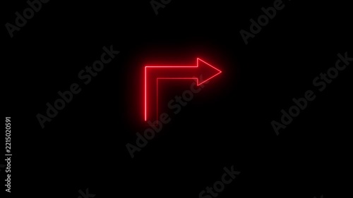 Glowing blue color neon light arrows sign. 3D rendering right direction arrow on black background. Flashing direction indicators