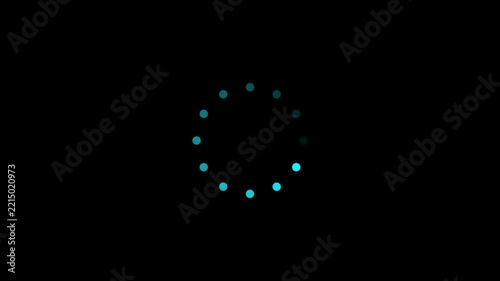 Loading wheel animation - Small spinning white circle of dots going in loop animated on transparent alpha