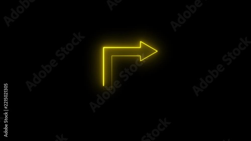 Glowing blue color neon light arrows sign. 3D rendering right direction arrow on black background. Flashing direction indicators