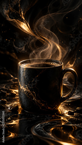 Dark a cup of coffee abstract