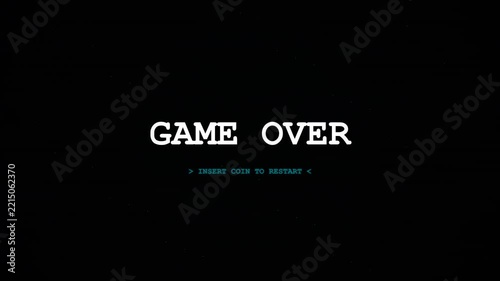 Glitch effect Game Over screen with insert coin prompt