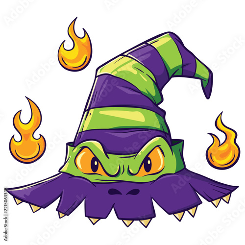 Spooky Cartoon Monster Witch Hat Halloween Character