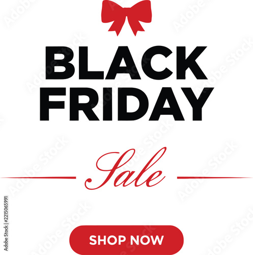 Seasonal promotional sign featuring red ribbon bow and shop now button