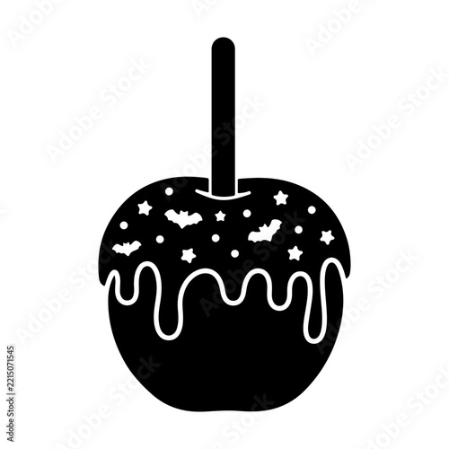Halloween Candy Apple With Sprinkles Black Silhouette