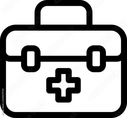 A Simple Line Art Medical First Aid Kit Icon Representing Emergency Healthcare Services and Safety Equipment for Professional Clinical Assistance