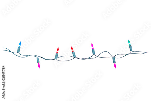 String of Christmas lights isolated on transparent background.