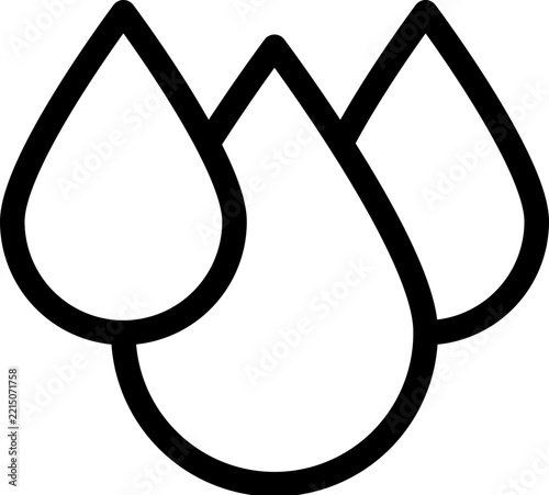 Minimalist black line icon representing three water drops or liquid droplets for hydration and moisture concepts