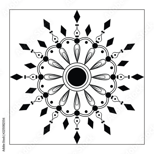 Mandala Black and White Floral Ornament