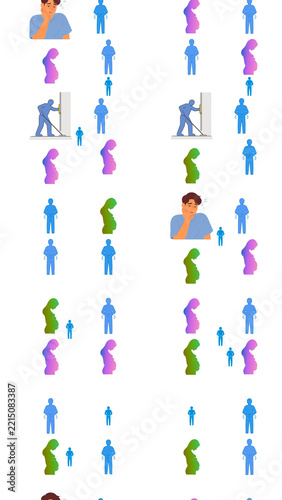 Stylized human figures and pregnant silhouettes
