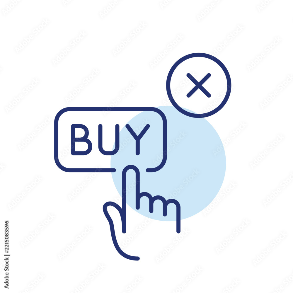 Obraz premium Buy button and cross. Transaction cancelled. Pixel perfect vector icon