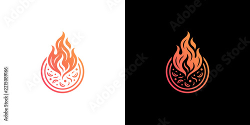 Modern Gradient Fire Flame Logo with Ornate Circular Base