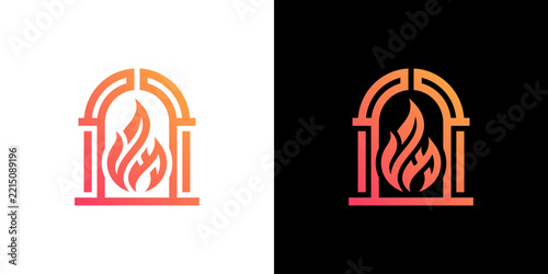 Modern Stylized Fire Flame in Arch Logo Design with Gradient Colors