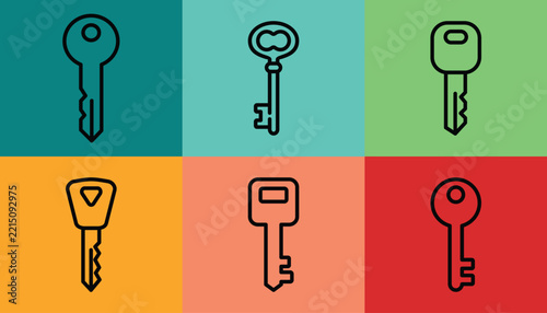 Simple key icon set