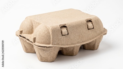 Closed cardboard egg carton container for six eggs