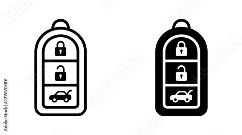 Car key remote automotive vehicle security outline and filled icon