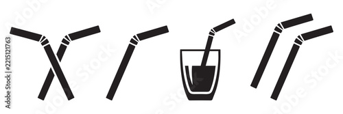 Drinking Straw Icon Set for Beverage, Cocktail, Juice, Soda, Cafe, Restaurant and Food 
Service Vector