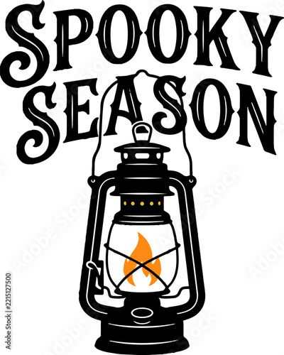 Embrace the enchanting spirit of halloween with this spooky season design featuring a vintage lantern and captivating eerie typography